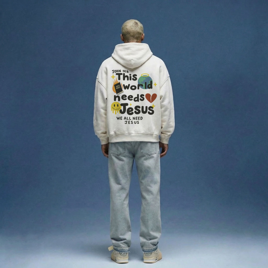 WE ALL NEED JESUS OVERSIZED HOODIE
