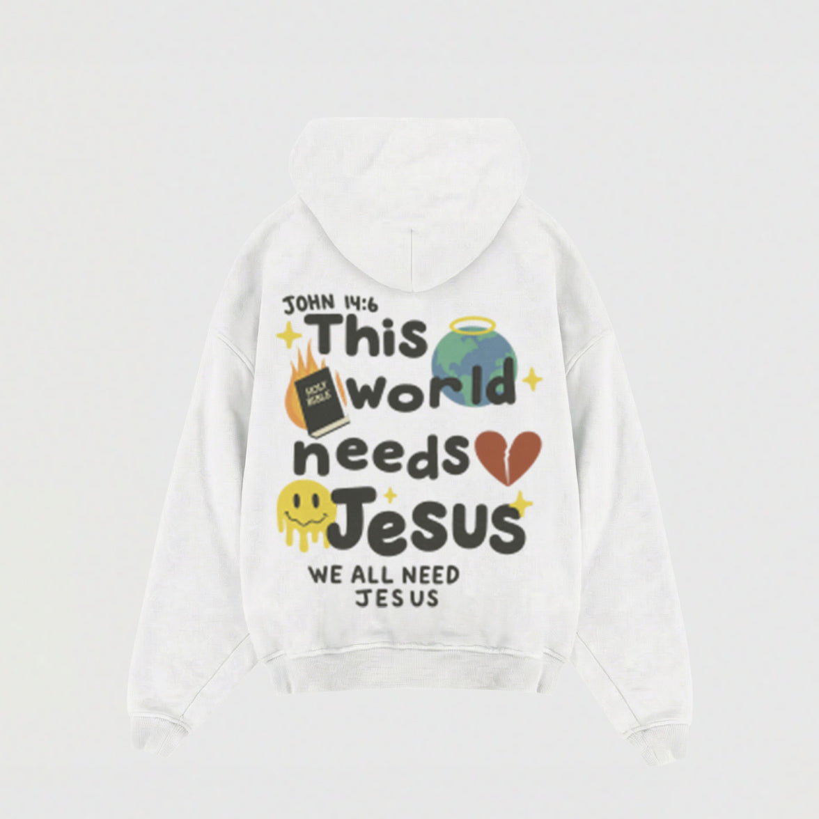 WE ALL NEED JESUS OVERSIZED HOODIE