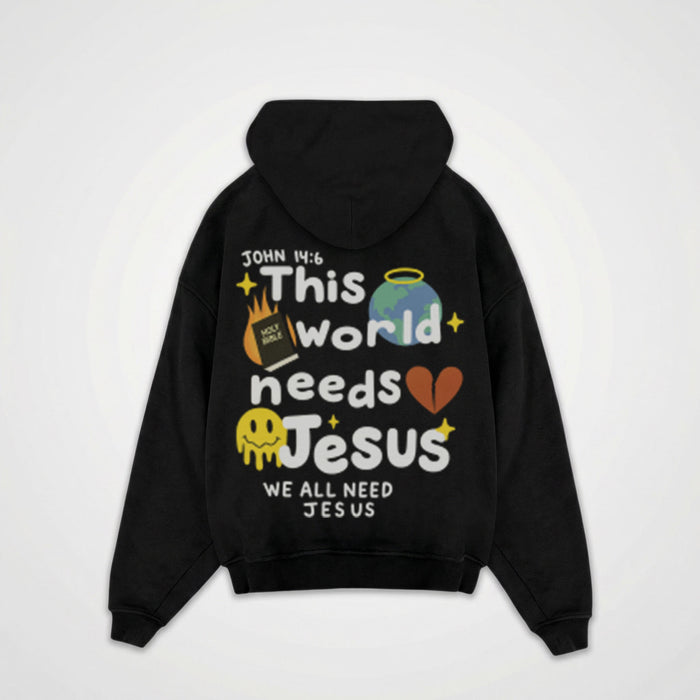 WE ALL NEED JESUS OVERSIZED HOODIE