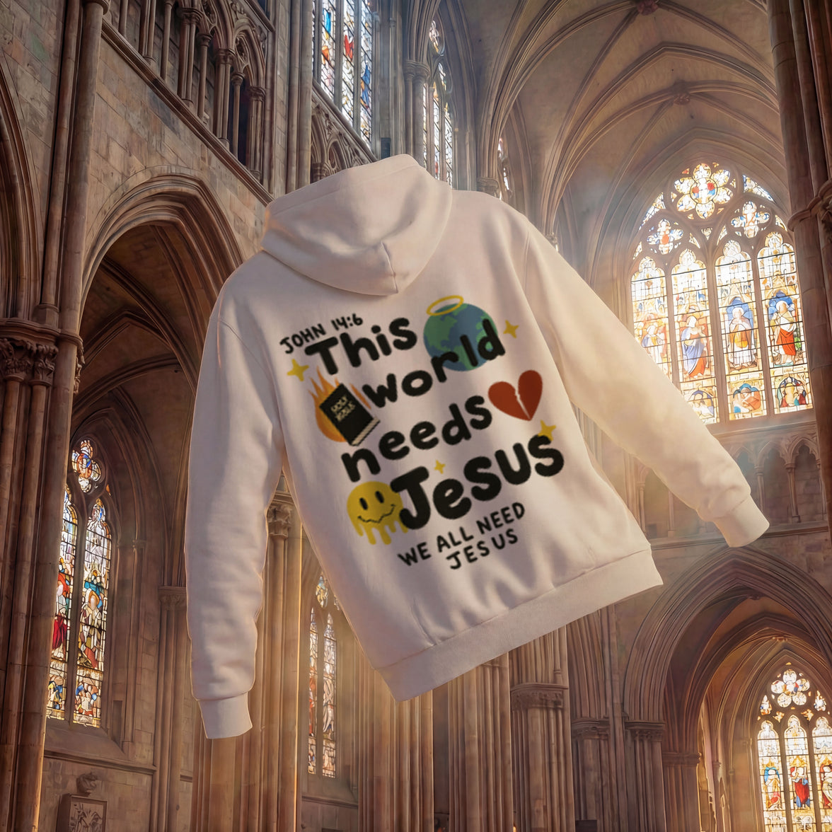 WE ALL NEED JESUS OVERSIZED HOODIE